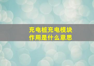 充电桩充电模块作用是什么意思