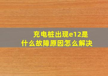 充电桩出现e12是什么故障原因怎么解决