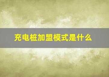 充电桩加盟模式是什么