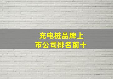 充电桩品牌上市公司排名前十