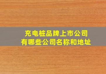 充电桩品牌上市公司有哪些公司名称和地址