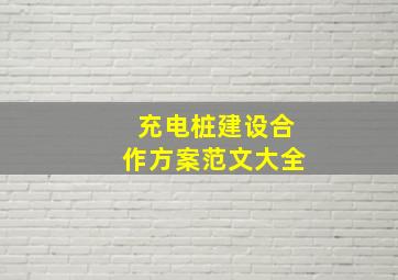 充电桩建设合作方案范文大全