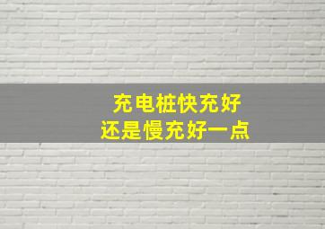 充电桩快充好还是慢充好一点