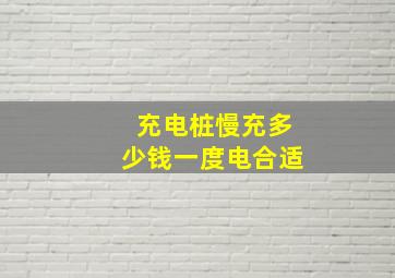 充电桩慢充多少钱一度电合适