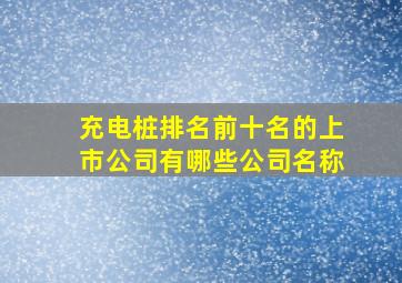 充电桩排名前十名的上市公司有哪些公司名称