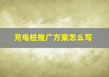 充电桩推广方案怎么写