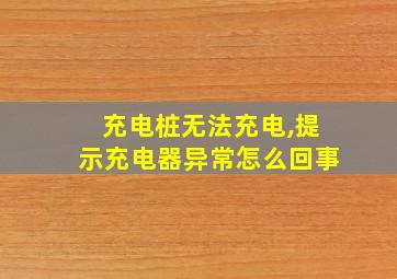 充电桩无法充电,提示充电器异常怎么回事