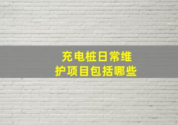 充电桩日常维护项目包括哪些