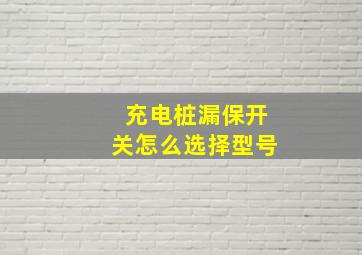 充电桩漏保开关怎么选择型号