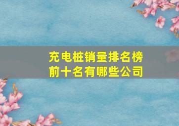 充电桩销量排名榜前十名有哪些公司