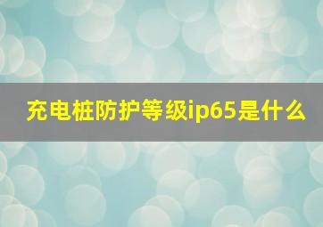 充电桩防护等级ip65是什么