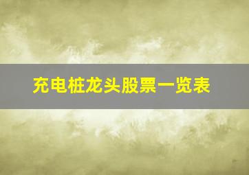 充电桩龙头股票一览表