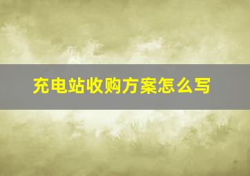 充电站收购方案怎么写