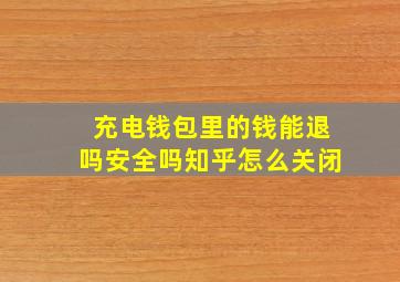 充电钱包里的钱能退吗安全吗知乎怎么关闭