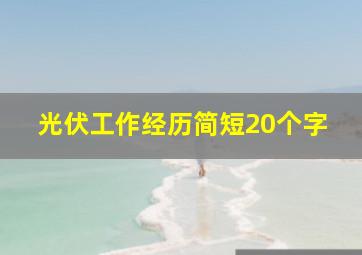 光伏工作经历简短20个字