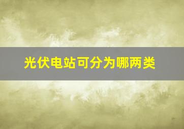 光伏电站可分为哪两类