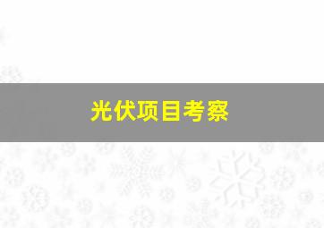 光伏项目考察