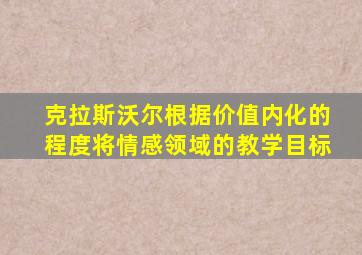 克拉斯沃尔根据价值内化的程度将情感领域的教学目标