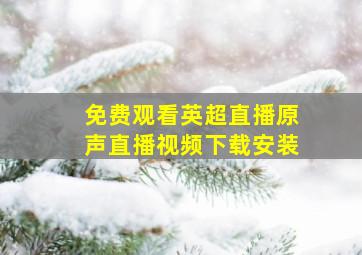 免费观看英超直播原声直播视频下载安装