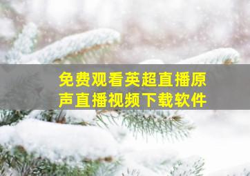 免费观看英超直播原声直播视频下载软件