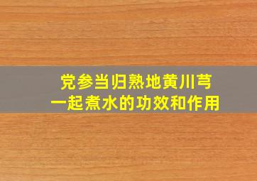 党参当归熟地黄川芎一起煮水的功效和作用