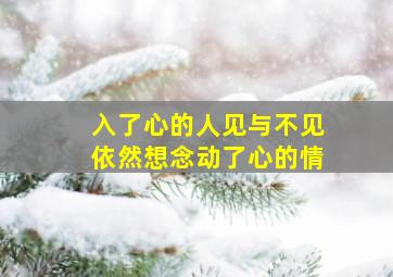 入了心的人见与不见依然想念动了心的情