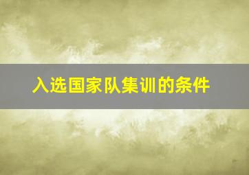 入选国家队集训的条件