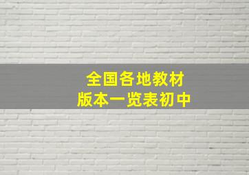 全国各地教材版本一览表初中