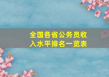 全国各省公务员收入水平排名一览表