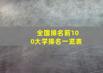 全国排名前100大学排名一览表