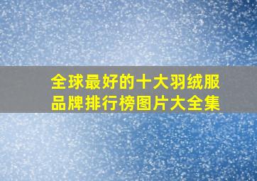 全球最好的十大羽绒服品牌排行榜图片大全集