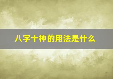 八字十神的用法是什么