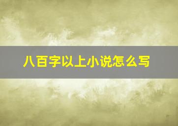 八百字以上小说怎么写