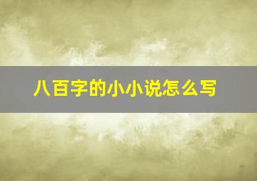 八百字的小小说怎么写