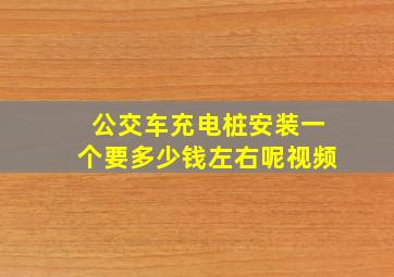 公交车充电桩安装一个要多少钱左右呢视频