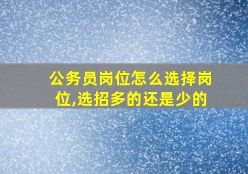 公务员岗位怎么选择岗位,选招多的还是少的