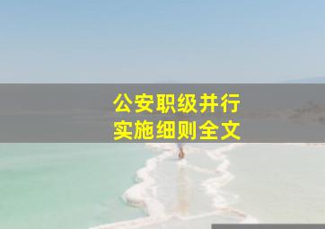 公安职级并行实施细则全文