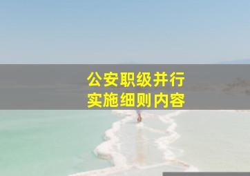 公安职级并行实施细则内容