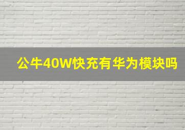 公牛40W快充有华为模块吗