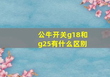 公牛开关g18和g25有什么区别