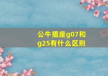 公牛插座g07和g25有什么区别