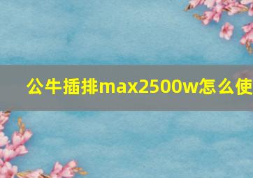 公牛插排max2500w怎么使用