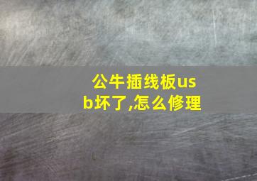 公牛插线板usb坏了,怎么修理