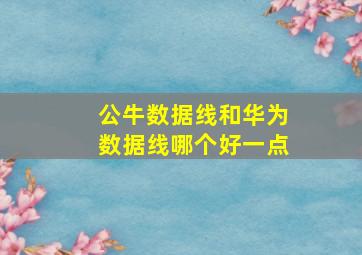 公牛数据线和华为数据线哪个好一点