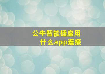 公牛智能插座用什么app连接