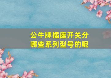 公牛牌插座开关分哪些系列型号的呢