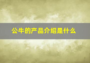 公牛的产品介绍是什么