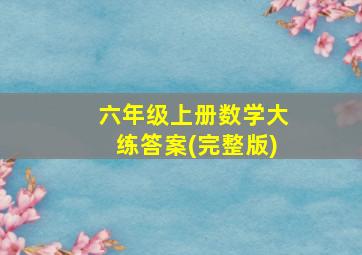 六年级上册数学大练答案(完整版)