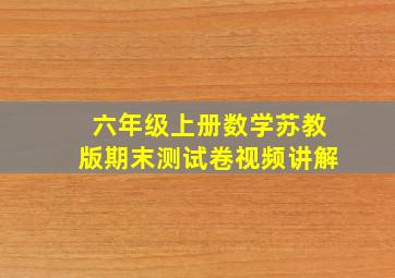 六年级上册数学苏教版期末测试卷视频讲解