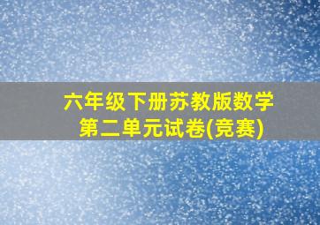 六年级下册苏教版数学第二单元试卷(竞赛)